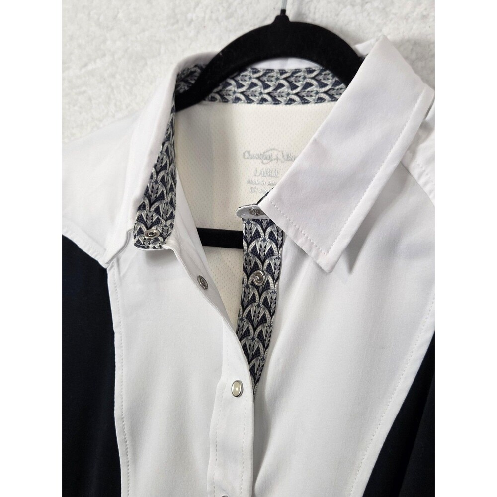 Chestnut Bay Spirit Shirt Womens L Black White Colorblock Equestrian Show Riding - Picture 3 of 11